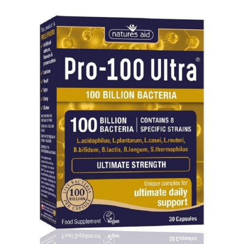 Natures Aid Natures Aid Pro-100 Ultra 100 Billion Bacteria Ultimate Strength - 30 Capsules