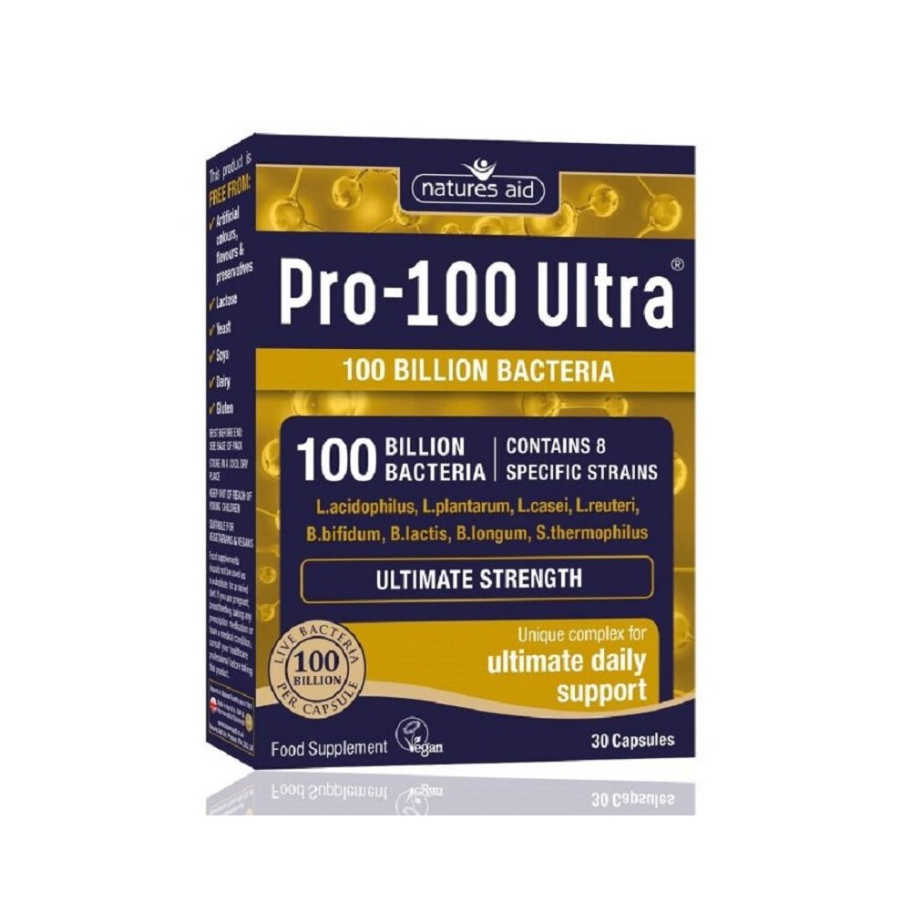 Natures Aid Pro-100 Ultra 100 Billion Bacteria Ultimate Strength - 30 Capsules