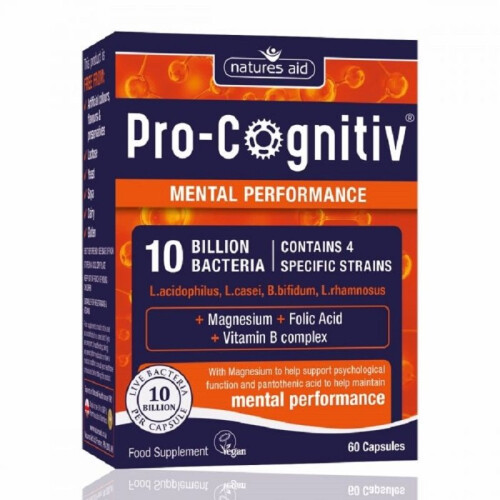 Natures Aid Natures Aid Pro-Cognitiv Mental Performance 10 Billion Bacteria - 60 Capsules