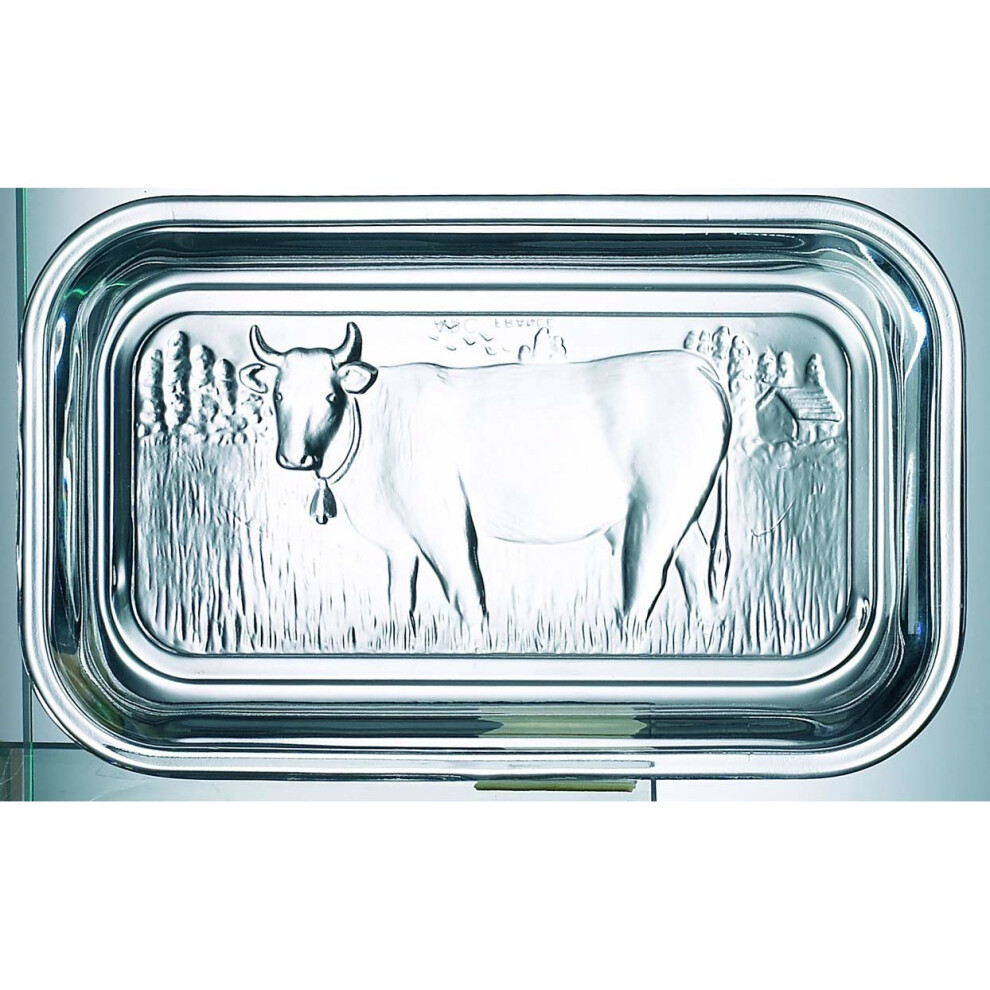 Luminarc Cow Embossed Clear Thick Glass Butter Dish with Lid