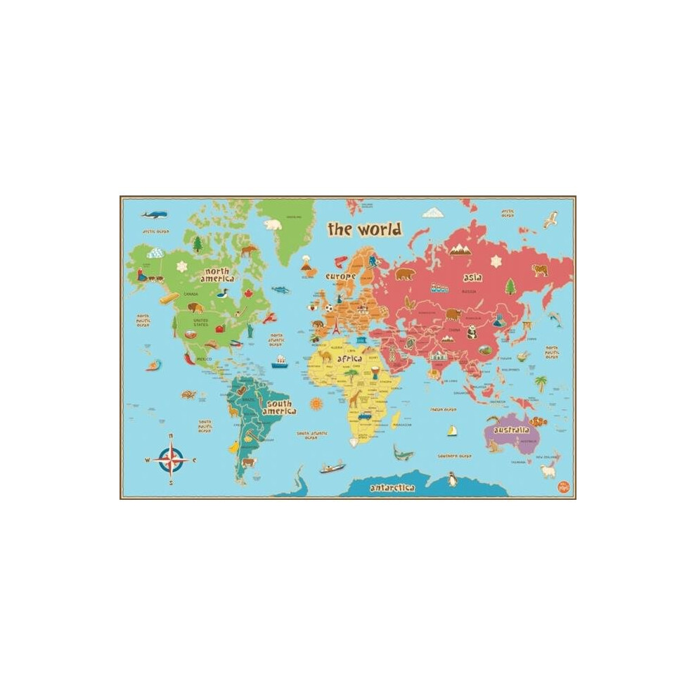 WallPops WPE0624 Kids World Dry Erase Map Wall Decals