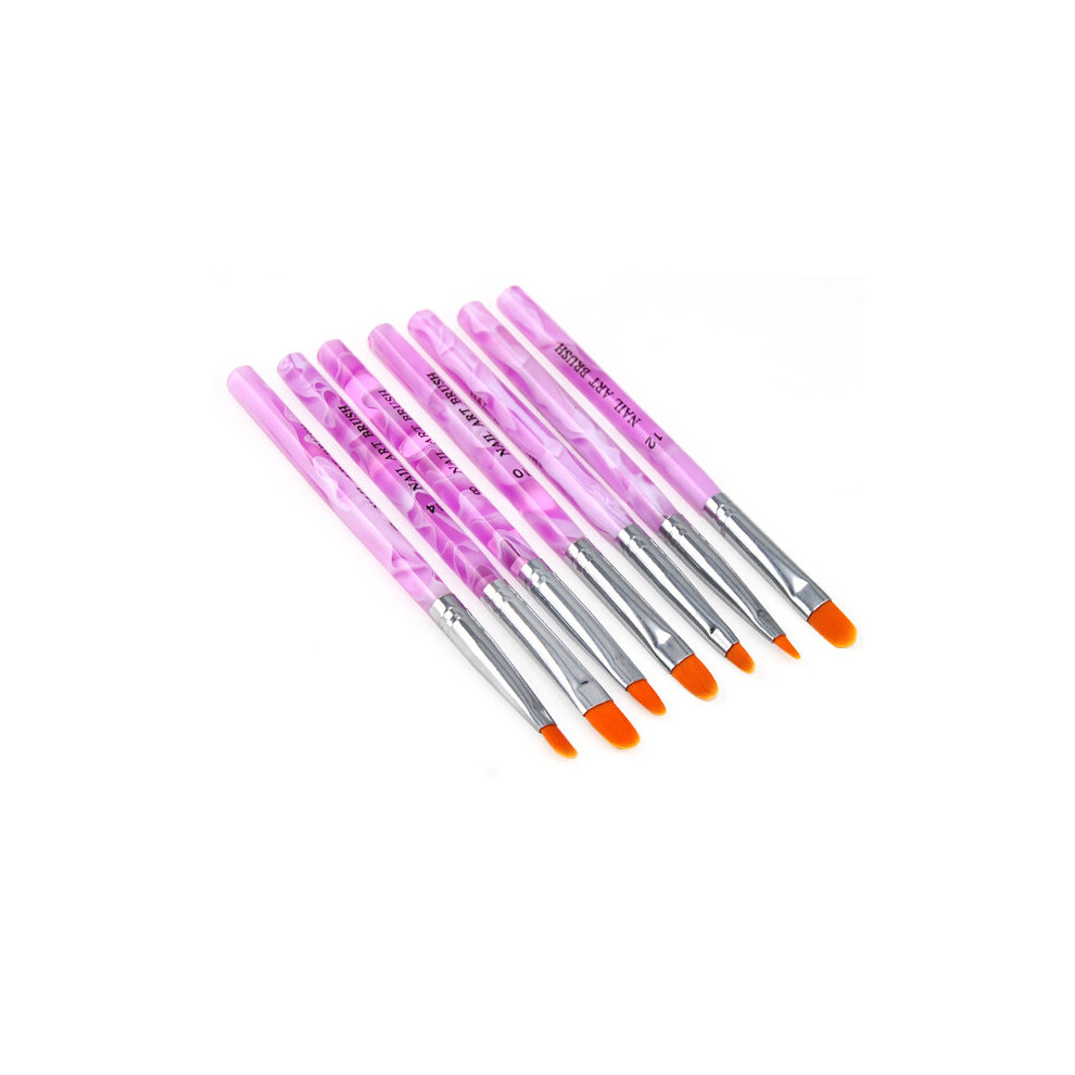 TRIXES 7pc UV Gel Acrylic Nail Art Tips Builder Brush Pen Design Rounded Edge-image-OPC-PRB7J5-NEW