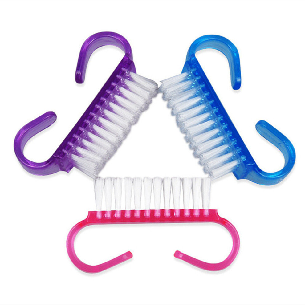 TRIXES Pack of 3 Nail Brush for Cleaning Nails Miniature Travel Brushes in Assorted Colours Cleaning Beauty Aid