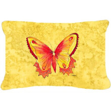 Carolines Treasures 8857PW1216 12 x 16 In. Butterfly on Yellow Indoor & Outdoor Fabric Decorative Pillow