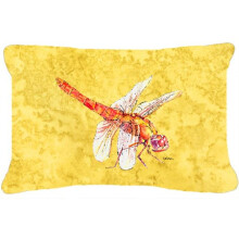 Carolines Treasures 8866PW1216 12 x 16 In. Dragonfly on Yellow Indoor & Outdoor Fabric Decorative Pillow