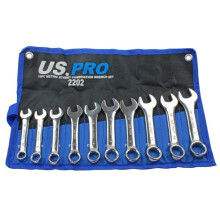 US PRO Tools 10pc Metric Stubby Combination Spanner Wrench Set 10 - 19mm