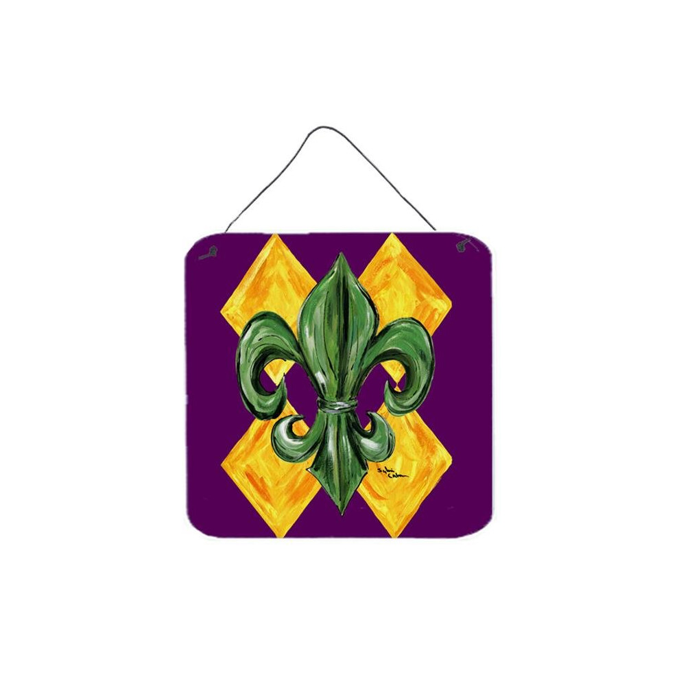 Carolines Treasures 8133DS66 Mardi Gras Harlequin Fleur De Lis Aluminium Metal Wall Or Door Hanging Prints-image-OPC-PRBXY9-NEW