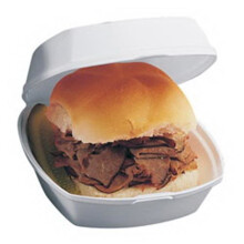 Pactiv YTH100800000 CPC 6 in. 1 Compartment Foam Hinged Sandwich Container - White, Case of 500