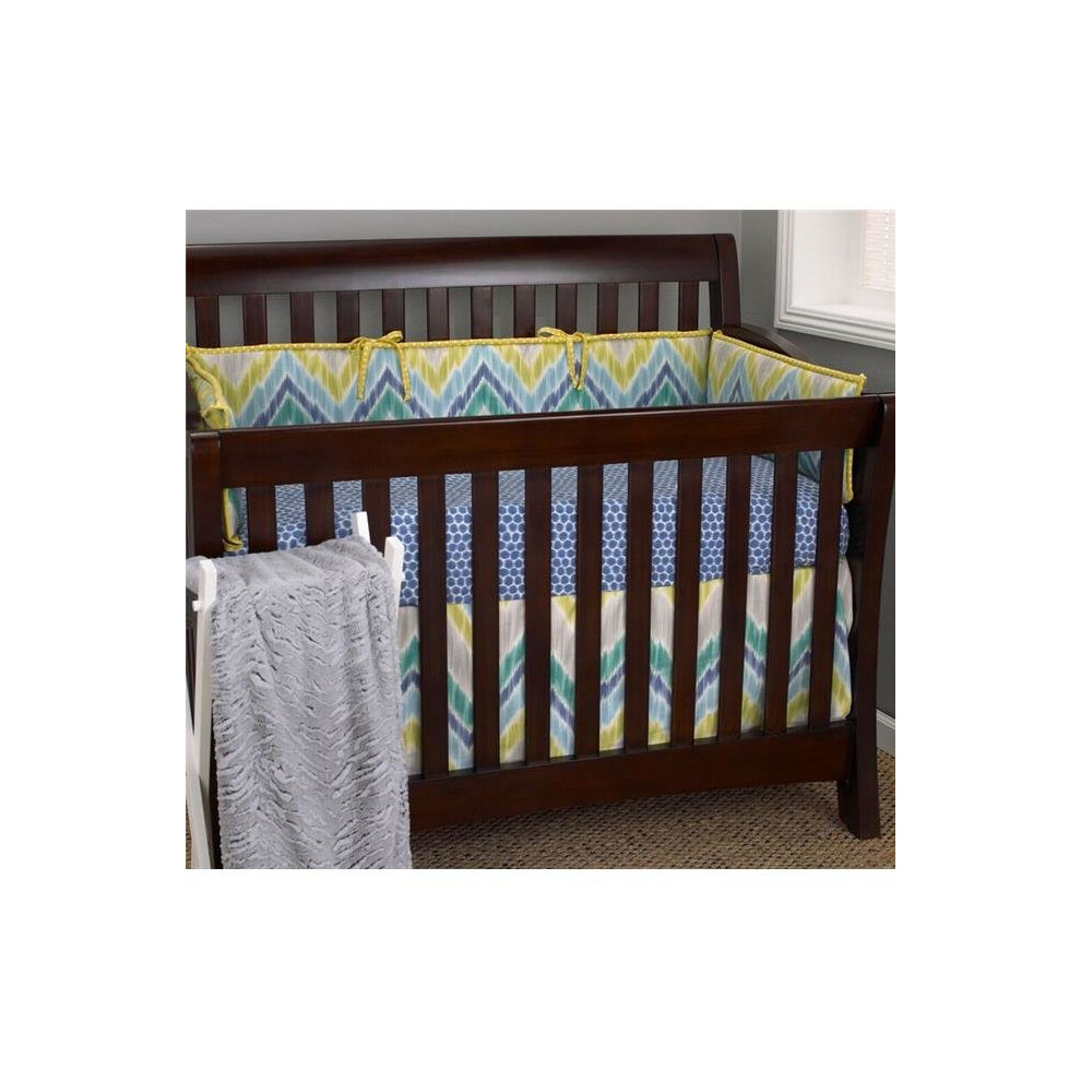 Zr4s Zebra Romp 4 Piece Crib Bedding Set Blue/Turquoise Cotton Tale