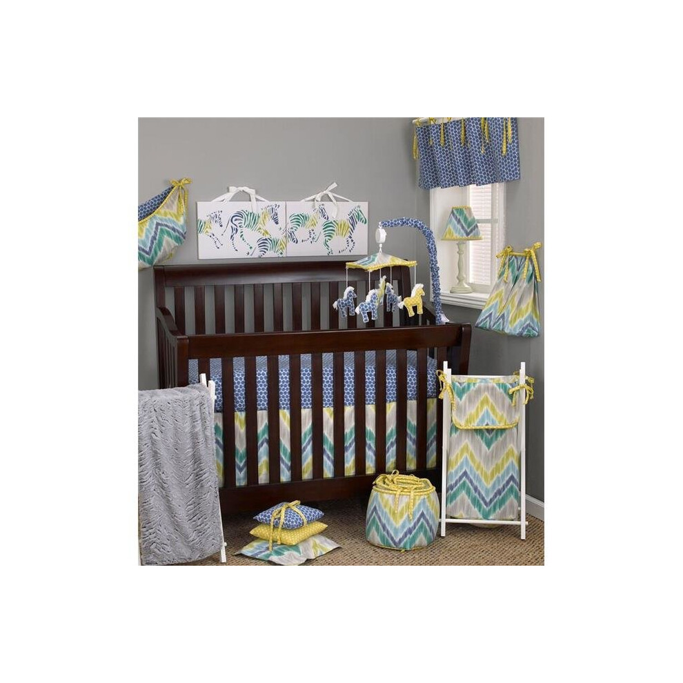 Zr7s Zebra Romp 7 Piece Crib Bedding Set Blue/Turquoise Cotton Tale
