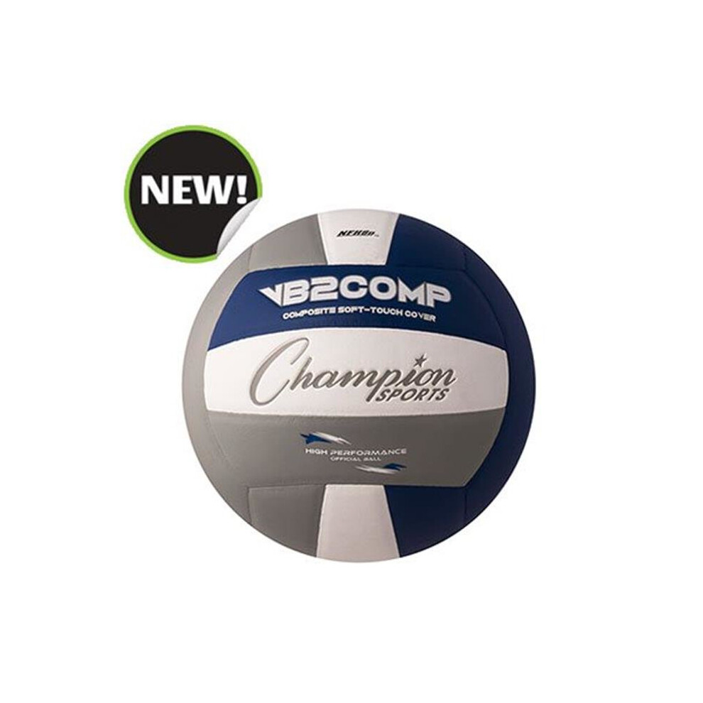 Champion Sports VB2GB 8.25 in. VB Pro Comp Series Volleyball - Gray, Blue & White