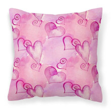 Carolines Treasures BB7564PW1818 Watercolor Hot Pink Hearts Fabric Decorative Pillow, 18 x 18 in.