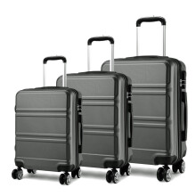 (20 + 24 + 28 inch Grey) 3pcs Suitcase Sets ABS Hard Shell Luggage Travel Trolley Case