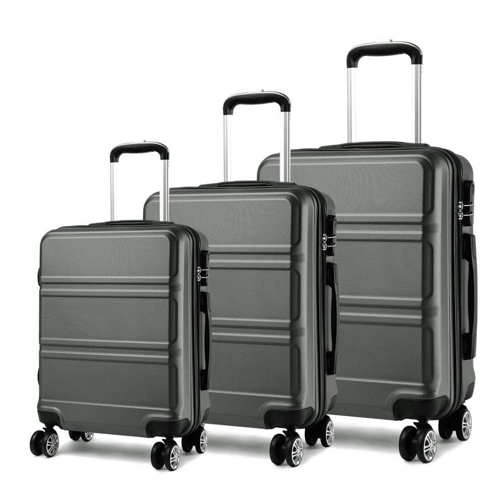 (20 + 24 + 28 inch Grey) KONO Luggage Suitcase Travel Trolley Case Bag Hard Shell ABS 4 Wheels Spinner 20 24 28 Inch Set