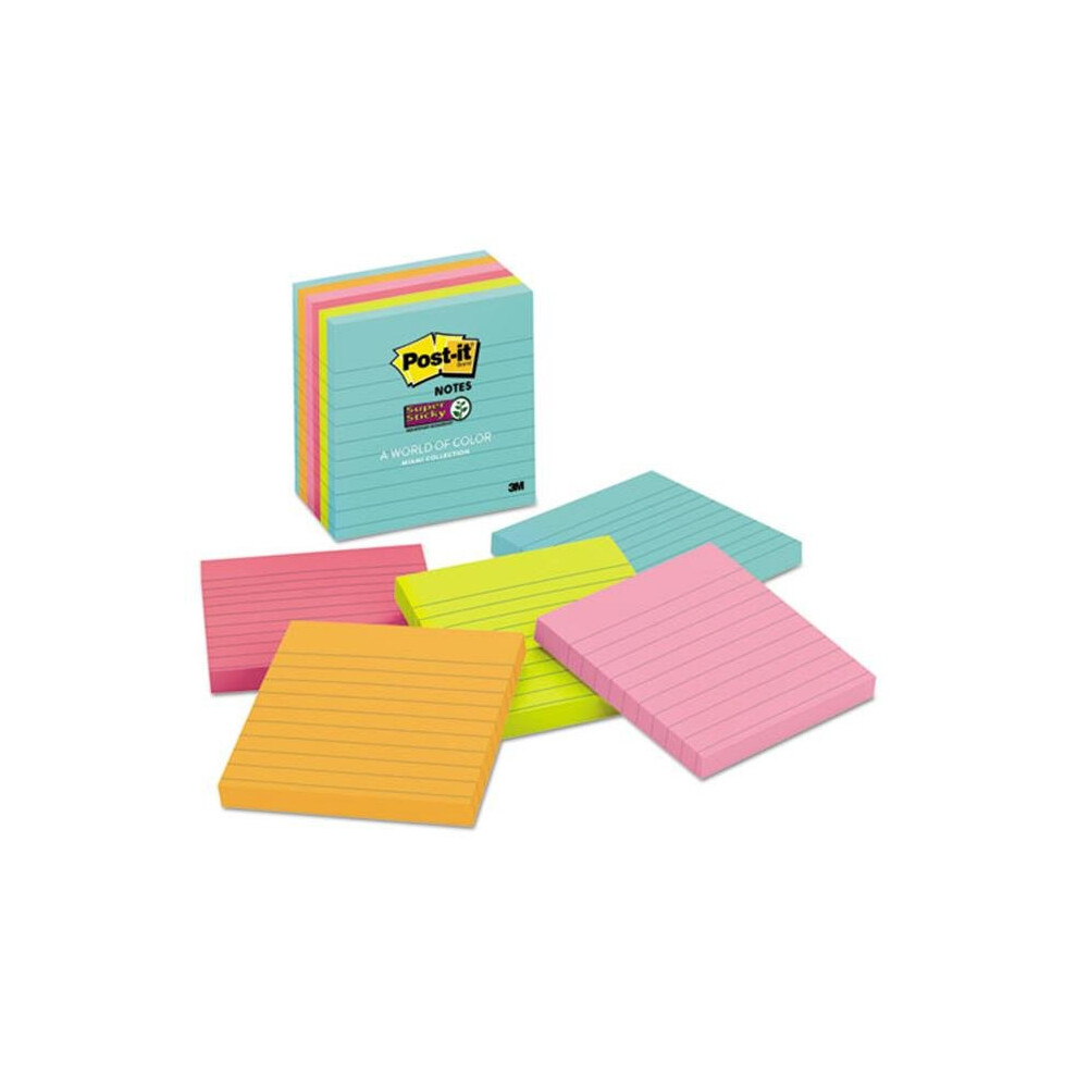 3M MMM6756SSMIA 3 x 3 in. Post-it Notes Super Sticky Adhesive Notes Pad, Miami