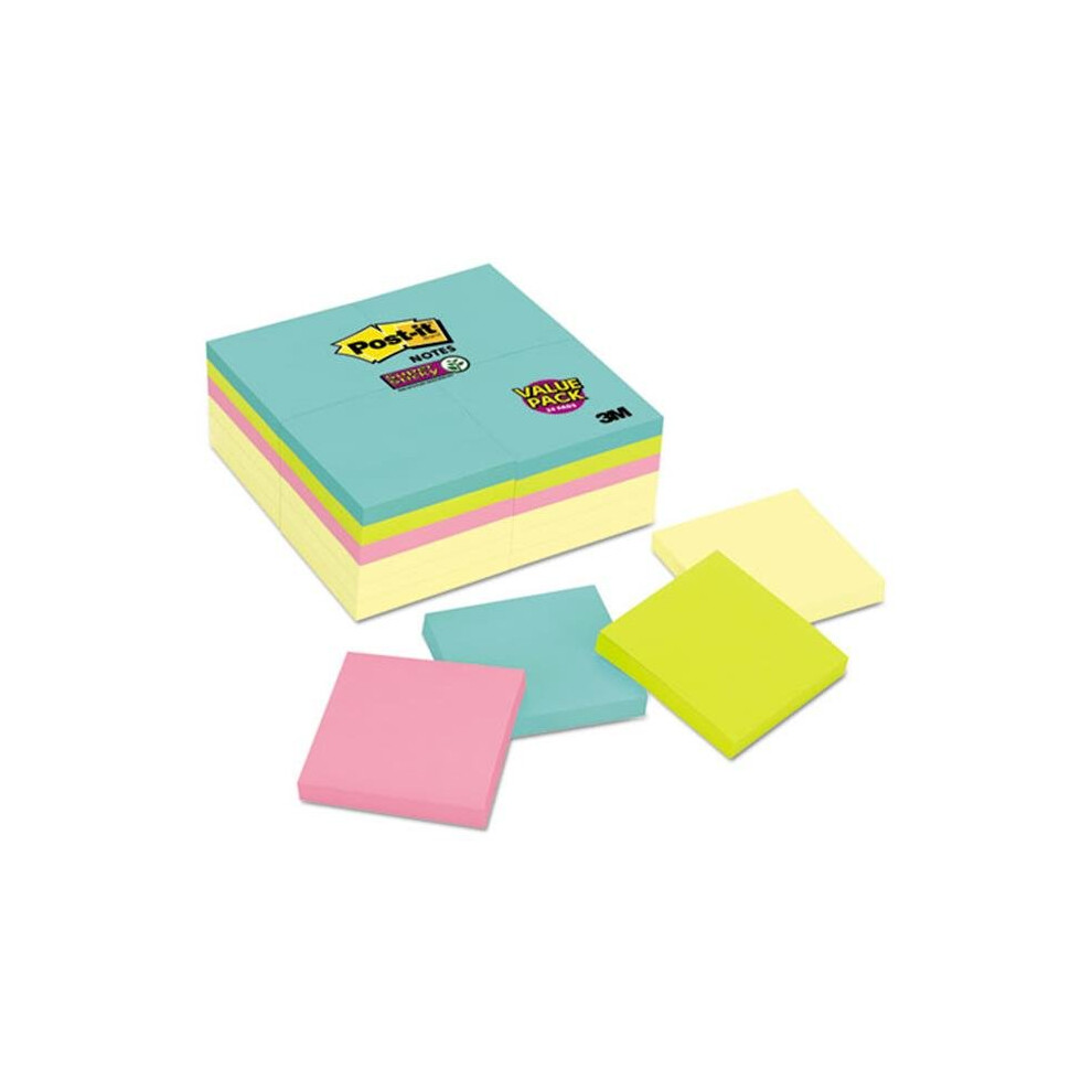 3M MMM65424SSCYM 3 x 3 in. Post-it Notes Super Sticky Adhesive Notes Pad, Canary & Miami