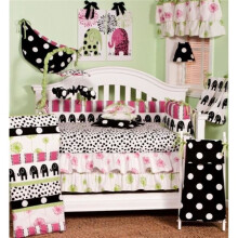 Cotton Tale HD8S Hottsie Dottsie 8 Pieces Crib Bedding Set - Black, Pink