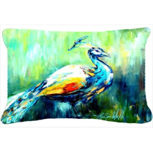 Carolines Treasures MW1160PW1216 Proud Peacock Green Indoor & Outdoor Fabric Decorative Pillow