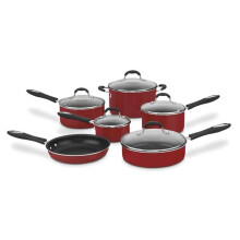 Cuisinart 54C-11R 11-teiliges Ceramica XT Antihaft-Bratgeschirr-Set, Rot/Edelstahl