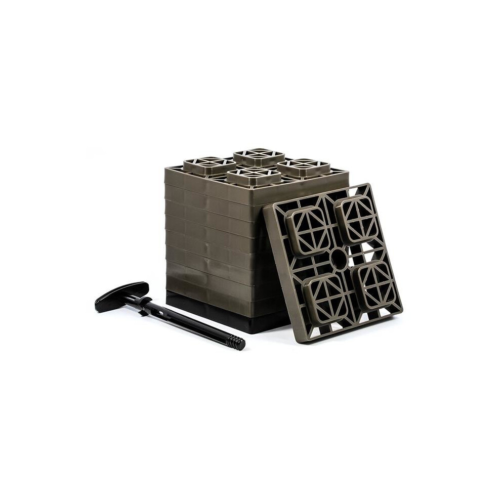 Camco C1w-44521 2 X 2 In. Fasten Leveling Block With T-Handle, - Pack Of 10 Brown 014717445214