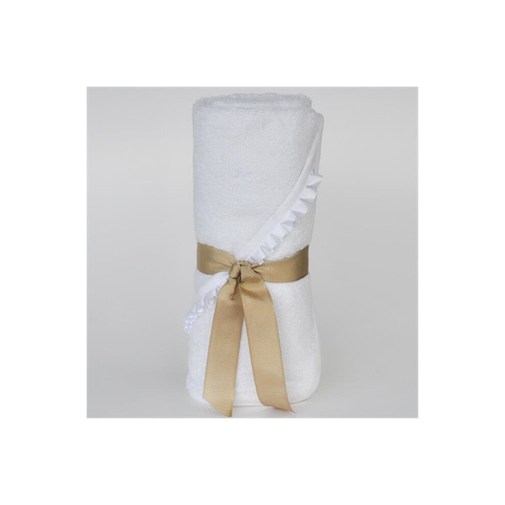 Bhtnbw Newborn Hooded Bamboo Turkish Towel - With Ribbon White Little Ashkim