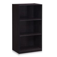 Furinno 99736DWN Basic 3-Tier Bookcase Storage Shelves, Dark Walnut