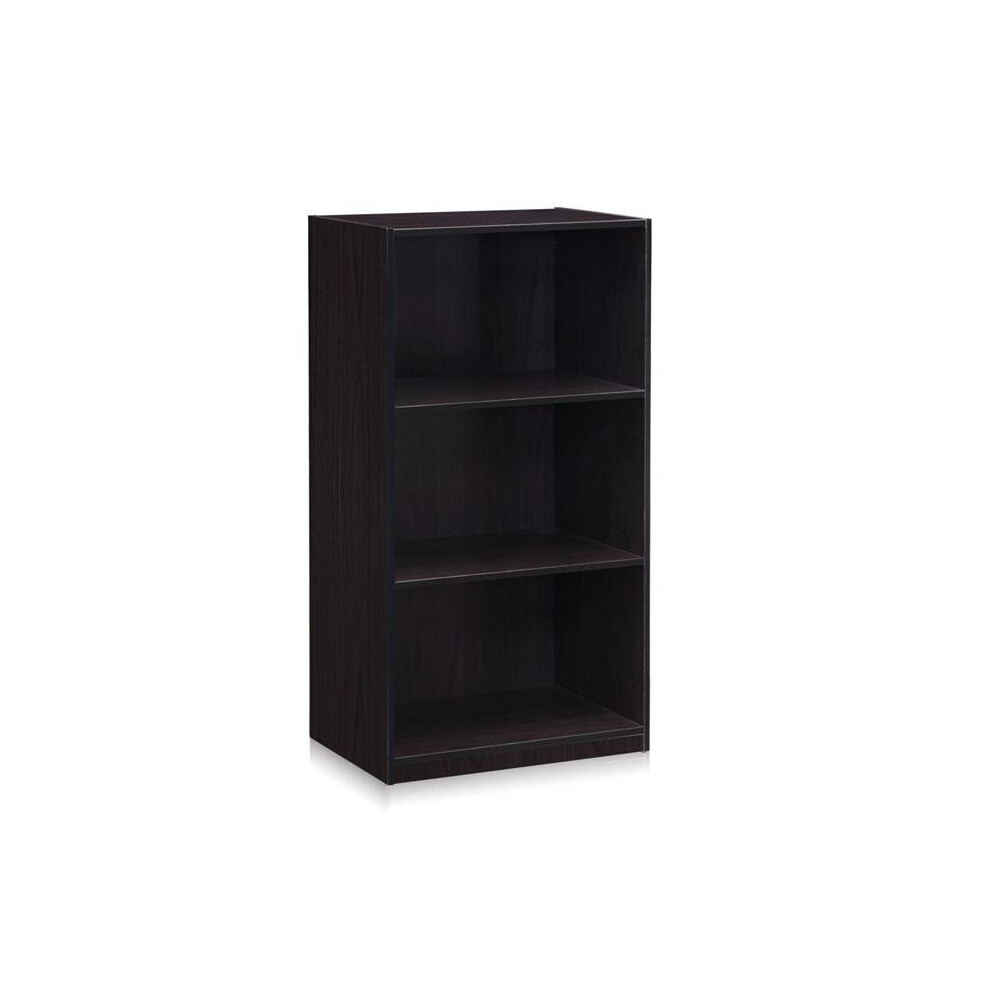Furinno 99736DWN Basic 3-Tier Bookcase Storage Shelves, Dark Walnut