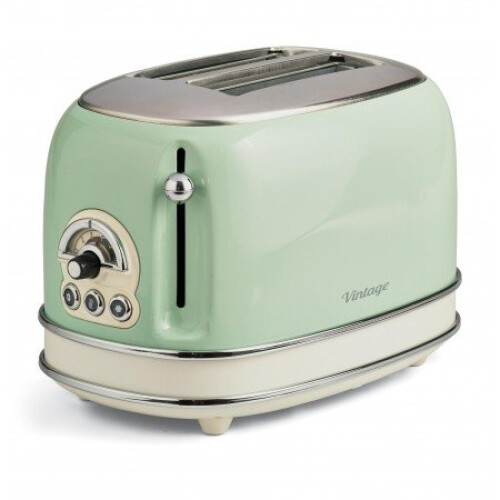 Ariete 0155/14 Retro Style 2 Slice Toaster, Stainless Steel, Green