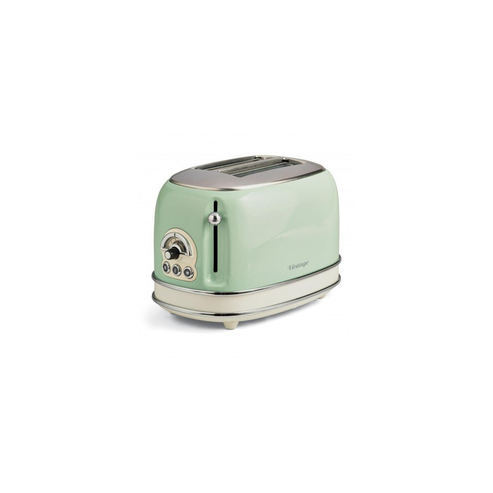 Ariete 0155/14 Retro Style 2 Slice Toaster, Stainless Steel, Green