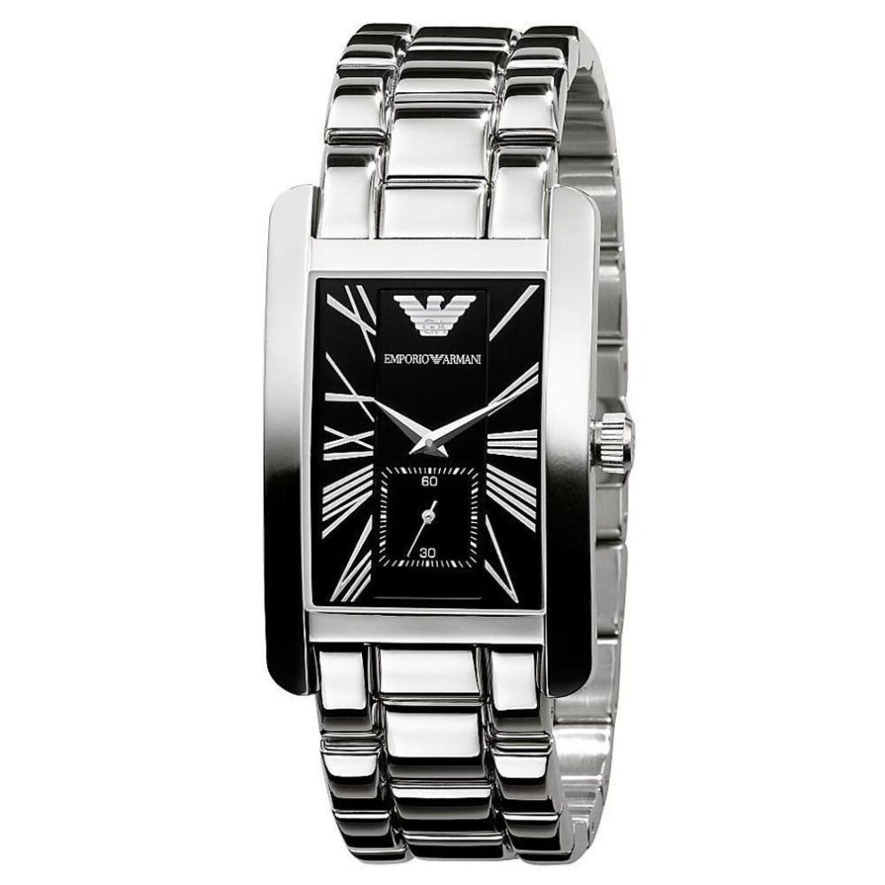 Emporio Armani Mens Gents Watch - Black Dial, Stainless Steel Bracelet - AR0156