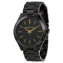 Michael Kors Slim Runway Damenuhr MK3221 - Schwarzes Ionenarmband, minimalistisches Zifferblatt, wasserdicht, Quarzwerk