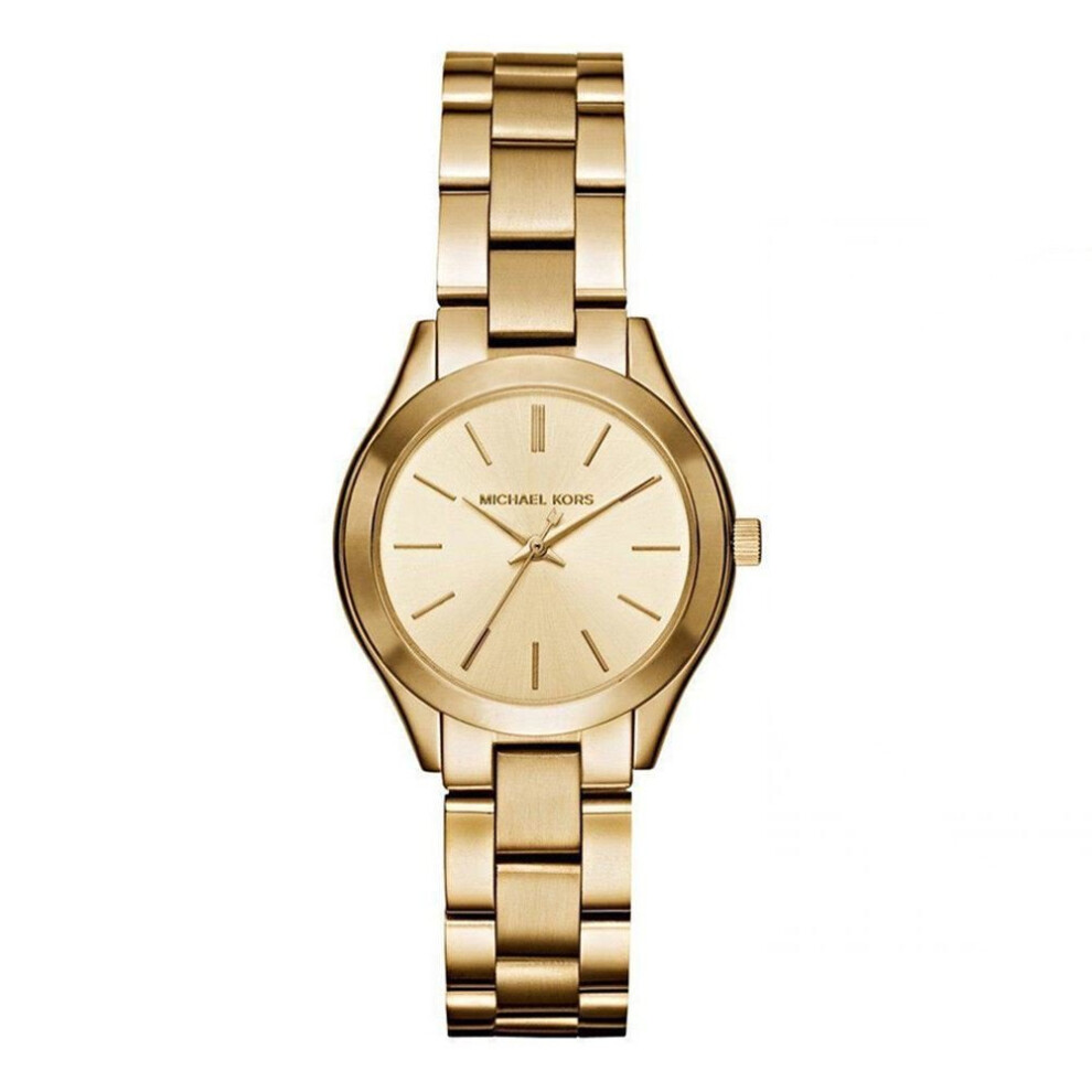 Michael Kors Analog Casual Wrist Watch Mini Slim Runway Gold MK3512