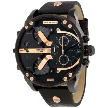Diesel Heren Oversize Daddy 2.0 Chronograaf Horloge Zwarte Band DZ7350