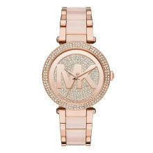 Michael Kors Parker Damenuhr Rose Gold PVD-Armband Kristall gepflastertes Zifferblatt MK6176