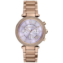 Michael Kors Parker Reloj Cronógrafo Mujer Pulsera PVD Oro Rosa Esfera Lila MK6169