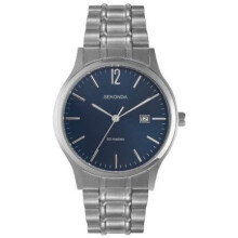 Sekonda Mens Quartz Watch Blue Face Silver Stainless Steel Bracelet 3728