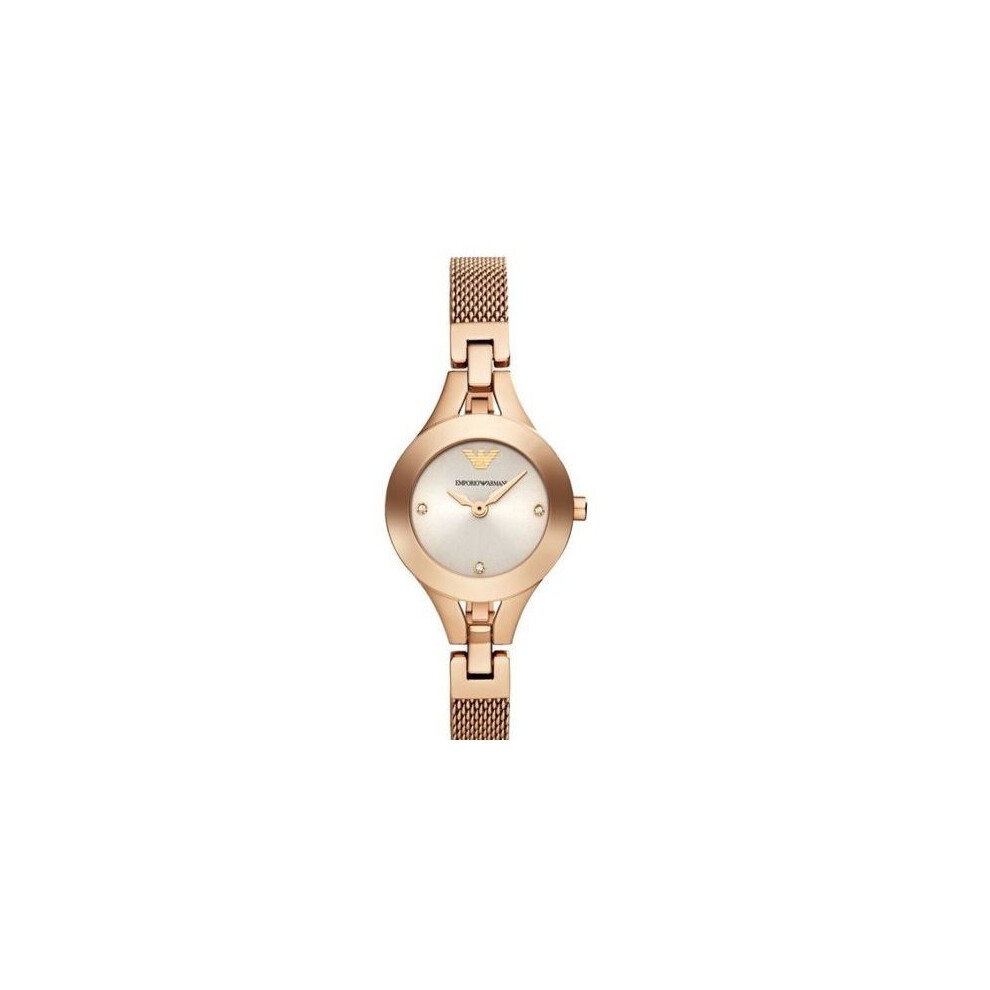 Emporio Armani Ladies Watch Rose Gold Mesh Bracelet Rose Gold Dial AR7362