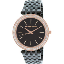 Michael Kors Damen Darci Uhr schwarz Carbon Edelstahl Gehäuse und Armband schwarzes Zifferblatt MK3407