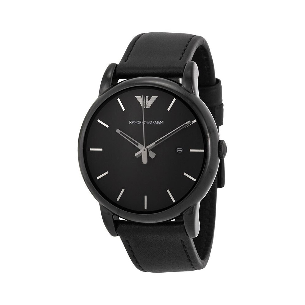 Emporio Armani Mens Watch Black Leather Strap Black Dial AR1732