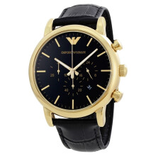 Emporio Armani Reloj Cronógrafo Hombre Correa Esfera Negra AR1917