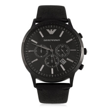 Emporio Armani AR2461 Men's Black Dial Leather Strap Chronograph Watch