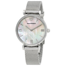 Emporio Armani Ladies Watch Stainless Steel Mesh Strap Silver Dial AR1955