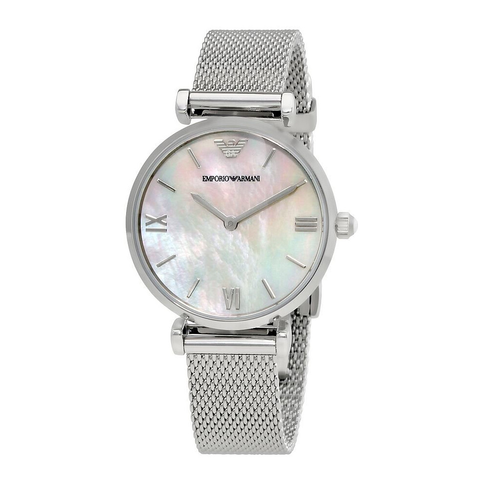 Emporio Armani Ladies Watch Stainless Steel Mesh Strap Silver Dial AR1955
