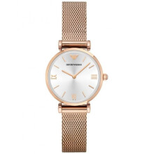 Emporio Armani Ladies Watch Rose Gold PVD Mesh Strap Silver Dial AR1956