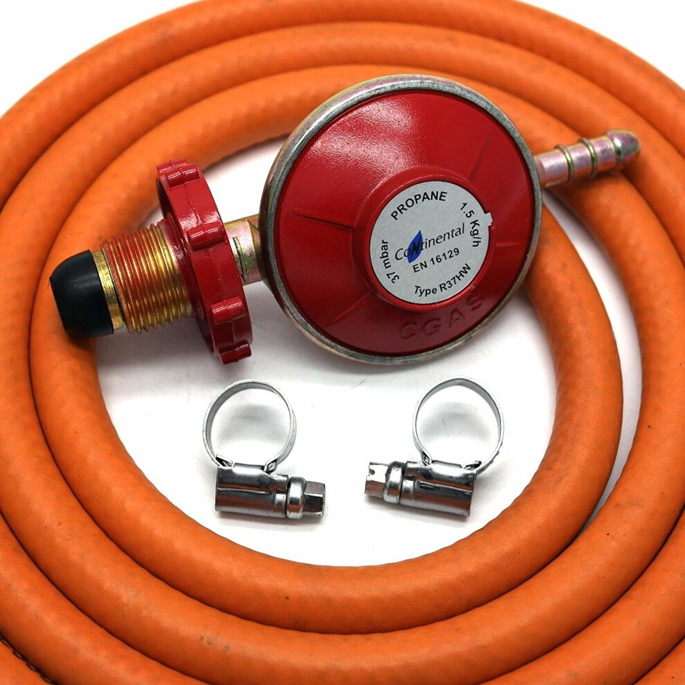 continental products Hand-Tight Propane Gas Regulator With 1M Hose + 2 Clips Fits Calor Gas/Flogas