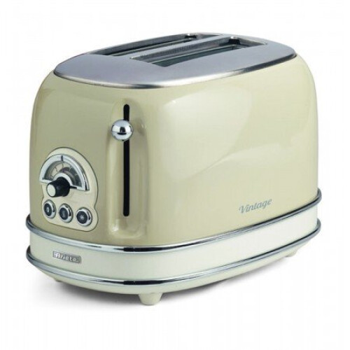Ariete 0155/13 Retro Style 2 Slice Toaster, Stainless Steel, Cream