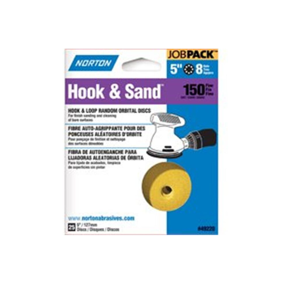 Norton 49220 5 In. Hook & Sand Disc 8 Hole 150 Grit