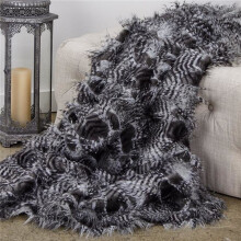 Plutus PBEZ1785-96x110T Porcupine Faux Fur Luxury Throw Blanket, Grey & Silver - Queen