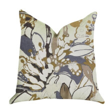 Plutus PBRA1358-2030-DP Camellia Floral Blue, Beige Tones Luxury Throw Pillow, 20 x 30 in. Queen