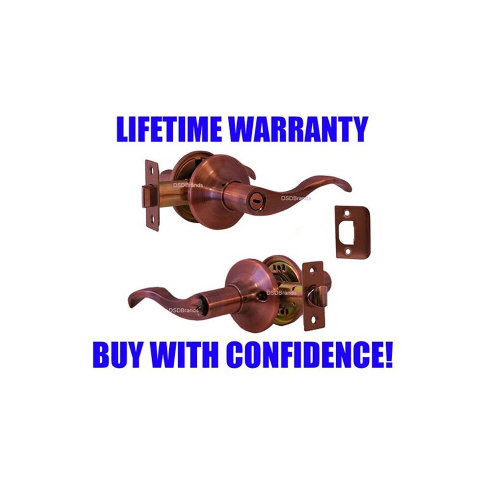 Constructor Prelude Privacy Lever Door Lock With Knob Handle Lockset, Antique Copper 840175104246
